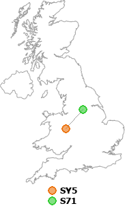 map showing distance between SY5 and S71