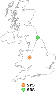 map showing distance between SY5 and SR8
