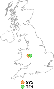 map showing distance between SY5 and TF4