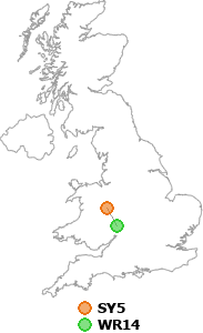 map showing distance between SY5 and WR14