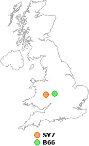 map showing distance between SY7 and B66