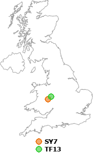 map showing distance between SY7 and TF13