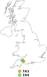 map showing distance between TA3 and TA4