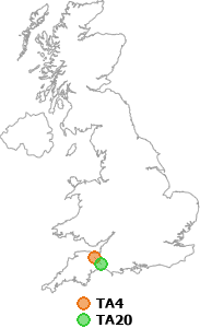 map showing distance between TA4 and TA20