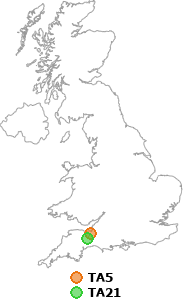 map showing distance between TA5 and TA21