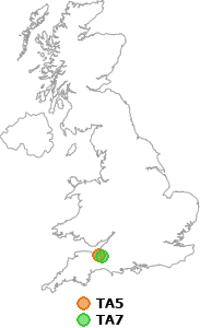 map showing distance between TA5 and TA7