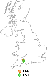 map showing distance between TA6 and TA1