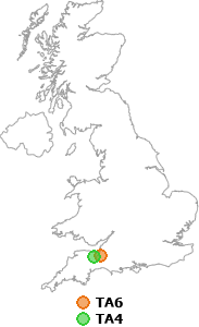 map showing distance between TA6 and TA4