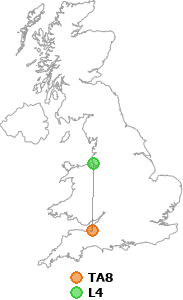 map showing distance between TA8 and L4