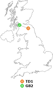 map showing distance between TD1 and G82