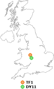 map showing distance between TF1 and DY11