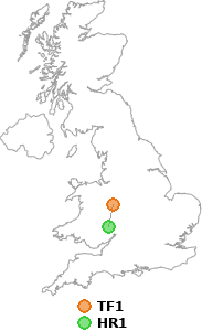 map showing distance between TF1 and HR1