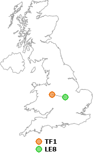 map showing distance between TF1 and LE8