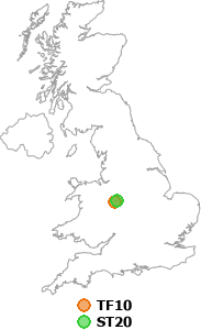 map showing distance between TF10 and ST20