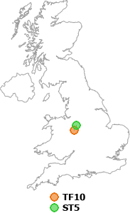 map showing distance between TF10 and ST5