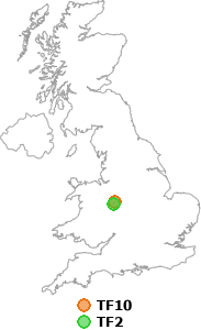 map showing distance between TF10 and TF2