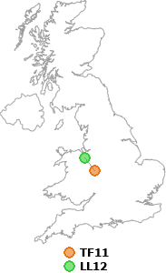 map showing distance between TF11 and LL12