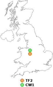 map showing distance between TF2 and CW1