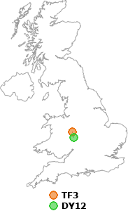 map showing distance between TF3 and DY12