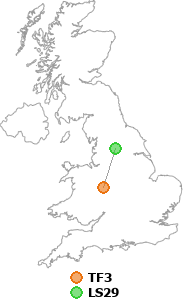 map showing distance between TF3 and LS29