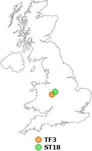 map showing distance between TF3 and ST18