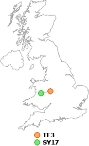 map showing distance between TF3 and SY17