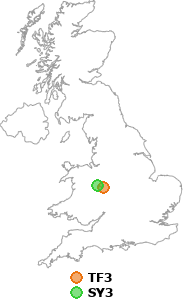 map showing distance between TF3 and SY3