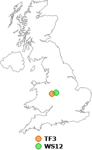 map showing distance between TF3 and WS12