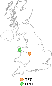 map showing distance between TF7 and LL54