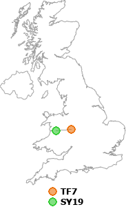 map showing distance between TF7 and SY19