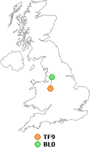 map showing distance between TF9 and BL0