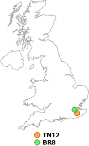 map showing distance between TN12 and BR8