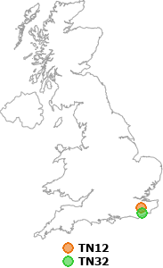 map showing distance between TN12 and TN32