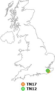 map showing distance between TN17 and TN12