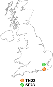 map showing distance between TN22 and SE28