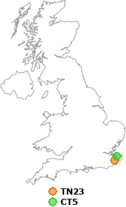 map showing distance between TN23 and CT5