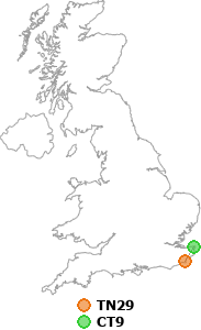 map showing distance between TN29 and CT9