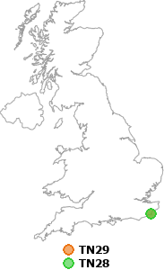 map showing distance between TN29 and TN28