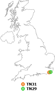 map showing distance between TN31 and TN29