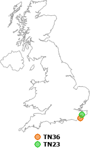 map showing distance between TN36 and TN23
