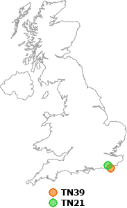 map showing distance between TN39 and TN21