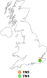 map showing distance between TN9 and TN4