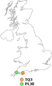 map showing distance between TQ3 and PL30