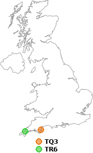 map showing distance between TQ3 and TR6