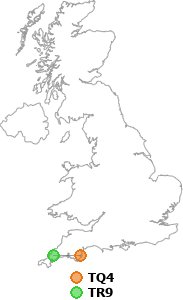 map showing distance between TQ4 and TR9