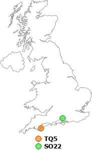 map showing distance between TQ5 and SO22