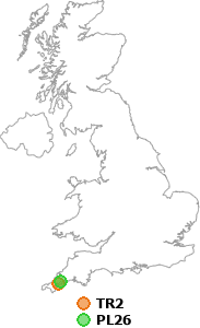 map showing distance between TR2 and PL26