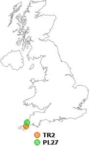 map showing distance between TR2 and PL27