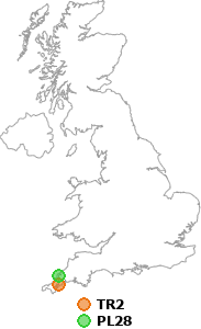 map showing distance between TR2 and PL28