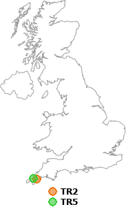 map showing distance between TR2 and TR5